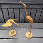 Vintage messing Kraanvogels Set, Tuin en Terras, Ophalen of Verzenden, Gebruikt, Metaal, Dierenbeeld