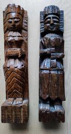 Twee handgemaakte houten beelden hindoeïstische godenfiguren, Antiek en Kunst, Kunst | Beelden en Houtsnijwerken, Ophalen of Verzenden