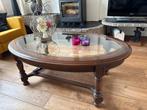 Ovale Salontafel met Glazen Blad, Huis en Inrichting, Tafels | Salontafels, Ophalen, Gebruikt, 100 tot 150 cm, Eikenhout