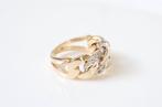 14 Karaat Gouden Schakel Ring Met Diamanten, Ophalen of Verzenden, Met edelsteen, Dame, Goud