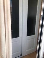Massief houten witte schuifdeuren set, Doe-het-zelf en Verbouw, Deuren en Horren, Ophalen, 80 tot 100 cm, Binnendeur, Zo goed als nieuw