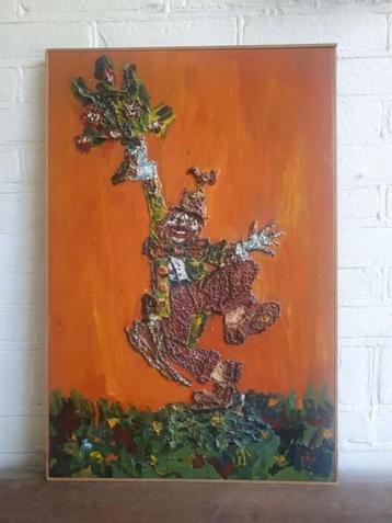Schilderij paletmes op hout clown J. Nout beschikbaar voor biedingen