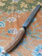 Mooi antiek vleesmes uit Engeland met gewei en zilver 40 cm., Ophalen of Verzenden