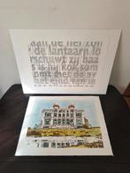 Tweeluik 'huis aan de hei', Antiek en Kunst, Kunst | Litho's en Zeefdrukken, Ophalen of Verzenden