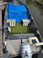 Aluminium Visboot 5 mtr met 20 pk motor, Watersport en Boten, Vis- en Consoleboten, Ophalen, 10 tot 30 pk, Aluminium, Zo goed als nieuw