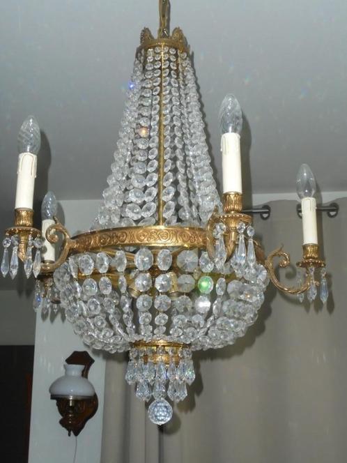 Kristallen kroonluchter / 100 x 65 cm, Huis en Inrichting, Lampen | Kroonluchters, Zo goed als nieuw, Glas, Ophalen