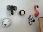 5x pluche dierenkop, Kinderen en Baby's, Kinderkamer | Inrichting en Decoratie, Ophalen of Verzenden, Zo goed als nieuw, Wanddecoratie