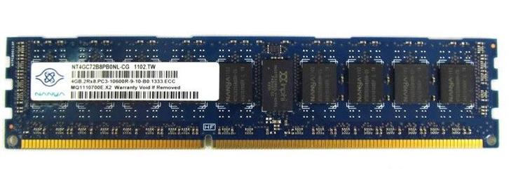 4GB 2Rx8 PC3-10600R DDR3-1333 ECC, Nanya NT4GC72B8PB0NL-CG, Computers en Software, RAM geheugen