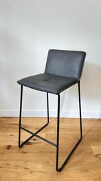 Antracieten Barstoel met Rugleuning, Huis en Inrichting, Ophalen, Met voetsteun, 60 tot 90 cm, Leer