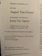 van Gestel x van Alphen 1908 Baarle-Nassau 1999 Poppel (B), Ophalen of Verzenden, Bidprentje