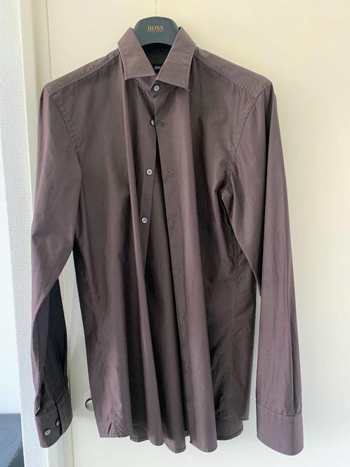 Hugo boss overhemd (Jenno), Kleding | Heren, Overhemden, Zo goed als nieuw, Halswijdte 39/40 (M), Bruin, Ophalen of Verzenden