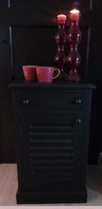 Stoer & Landelijk nachtkast louvre zwart, Antiek en Kunst, Ophalen