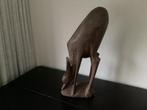 Vintage houten beeld hert, Antiek en Kunst, Kunst | Beelden en Houtsnijwerken, Ophalen of Verzenden