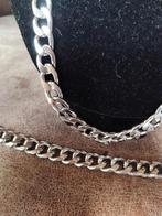 KETTING + ARMBAND UNISEX CUBAANSE SCHAKEL TITANIUM STAAL NIE, Ophalen, Nieuw, Zilver, Overige materialen