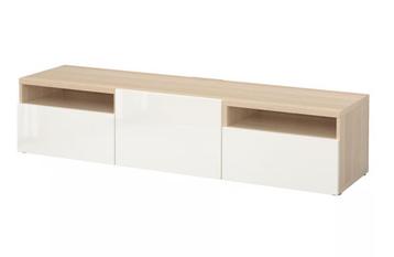 Ikea Besta 180 cm. Basis hout. 2 deurtjes, 1 lade, glans wit