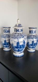 Vazen set 3 stuks Delfts blauw de molen zie foto 50€, Antiek en Kunst, Ophalen of Verzenden