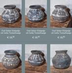 Oude brocante Indiaas kleipotje tuimelvaasje chinese mand, Rond, Zo goed als nieuw, Riet, K