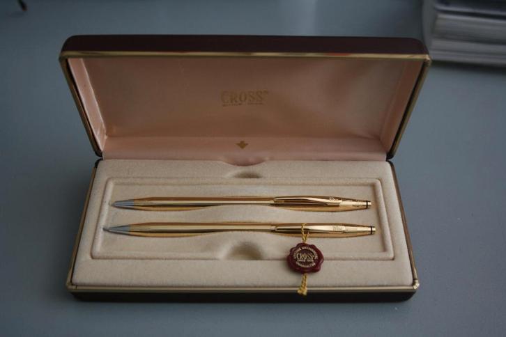 Cross gouden pennen set 18krt, Verzamelen, Pennenverzamelingen, Zo goed als nieuw, Balpen, Cross, Ophalen of Verzenden