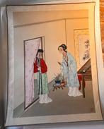 Aquarel op textiel Japanse vrouwen in interieur, Ophalen of Verzenden