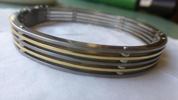 Bi-Color Staal Titanium Armband Spijltjes NIEUW beschikbaar voor biedingen