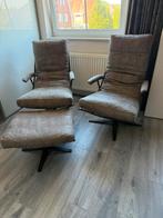 Twee prachtige fauteuils Tiberius met voetenbank, Huis en Inrichting, Fauteuils, Ophalen, Zo goed als nieuw, 50 tot 75 cm, Leer