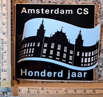 Vintage sticker Amsterdam CS 100 jaar NS logo merk  beschikbaar voor biedingen