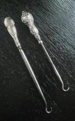 2 antieke engels zilveren veterhaken / veterhaak zilver, Verzenden