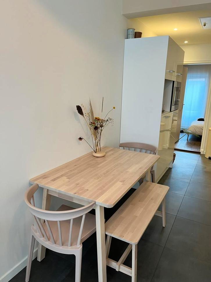 Eettafel van berkenhout (IKEA NORRÅKER, evt met bankje), Huis en Inrichting, Tafels | Eettafels, Zo goed als nieuw, 50 tot 100 cm