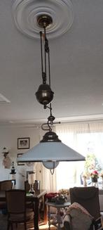 hanglamp met contragewicht en schemerlampjes, Huis en Inrichting, Lampen | Kroonluchters, Ophalen, Gebruikt, Glas