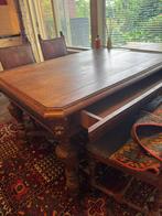 Houten eettafel met 4 stoelen, Huis en Inrichting, Tafels | Eettafels, Ophalen, Gebruikt, 50 tot 100 cm, Vijf personen of meer