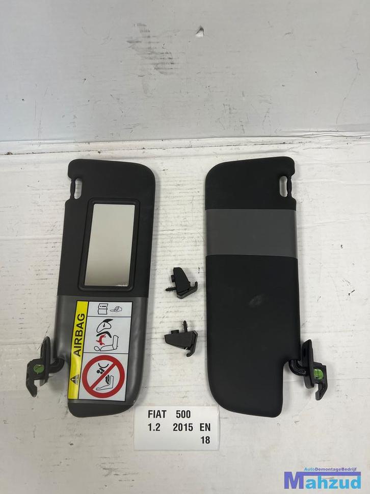 FIAT 500 Zwart zonneklep links rechts set 2007+, Auto-onderdelen, Interieur en Bekleding, Fiat, Gebruikt, Ophalen of Verzenden