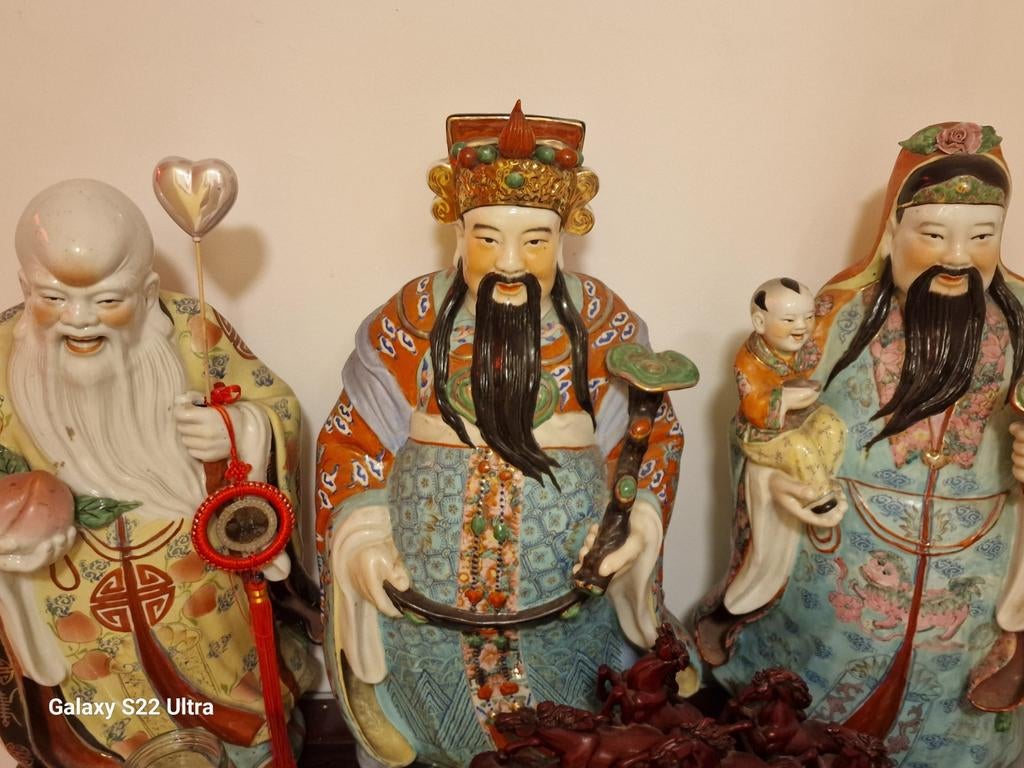 SALE 3 antiek  groot ceramic, porcelein,  chinese beeld, Ophalen