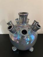 Vaas metallic/grijs/paars/parelmoer, Ophalen, Overige kleuren, Aardewerk of Porselein, Zo goed als nieuw