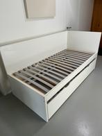 Bed met onderschuifbed, Huis en Inrichting, Slaapkamer | Bedden, 90 cm, Eenpersoons, Wit, Zo goed als nieuw