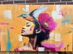 Canvas vrouw / vogel xl afhaal €20,-, Huis en Inrichting, Ophalen, Zo goed als nieuw