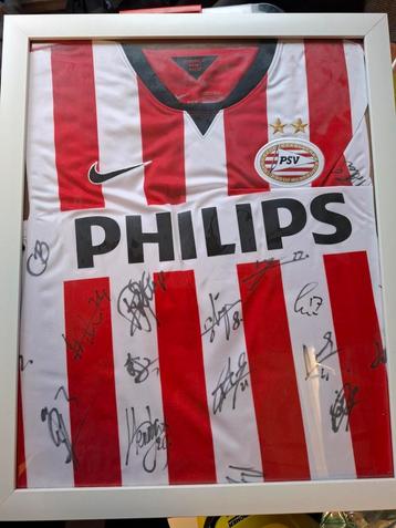 Ingelijst PSV Shirt met Handtekeningen beschikbaar voor biedingen
