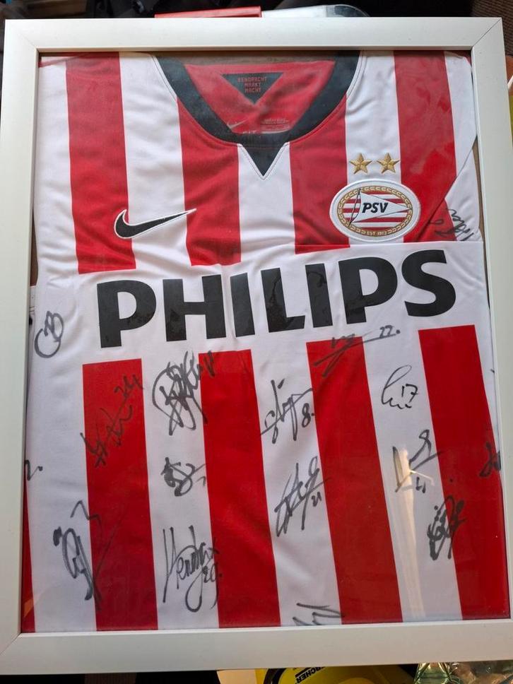 Ingelijst PSV Shirt met Handtekeningen, Verzamelen, Sportartikelen en Voetbal, Zo goed als nieuw, Shirt, PSV, Ophalen