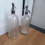 2 wit glazen Engelse sifon spuitwater flessen, Ophalen of Verzenden