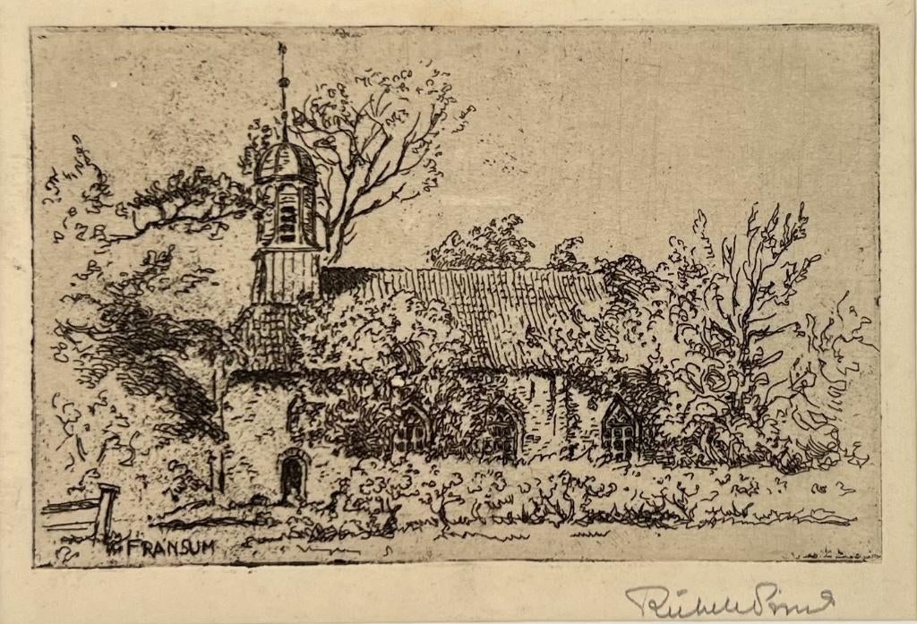 103. Ets, Riekele Prins - Kerk Fransum, ca. 1945, Antiek en Kunst, Kunst | Etsen en Gravures, Ophalen of Verzenden