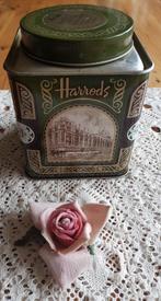 Vintage Engels Harrods thee blik, nostalgische afbeeldingen, Overige merken, Gebruikt, Ophalen of Verzenden, Thee