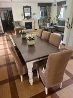 Eetkamer tafel met 8 stoelen, Ophalen, Zo goed als nieuw, Rechthoekig, 50 tot 100 cm