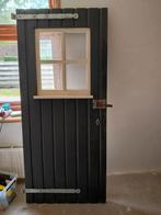 Schuurdeur - houten deur met raam, Doe-het-zelf en Verbouw, Deuren en Horren, Ophalen, Gebruikt, 80 tot 100 cm, Buitendeur