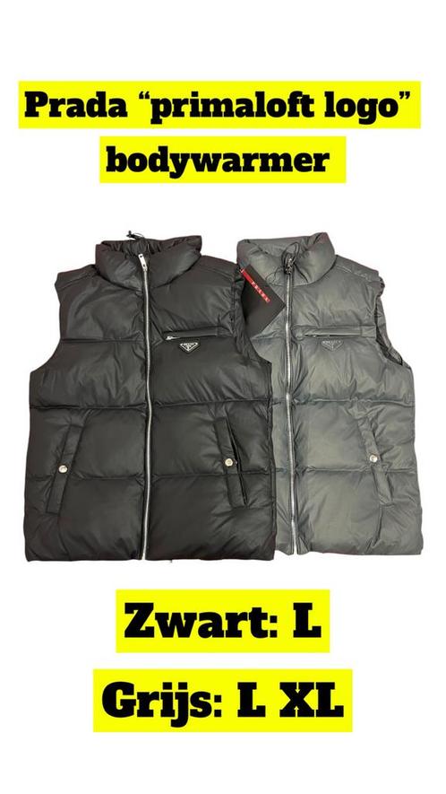 Prada “Primaloft Logo” bodywarmer grijs en zwart - nieuw, Kleding | Heren, Bodywarmers, Nieuw, Ophalen of Verzenden