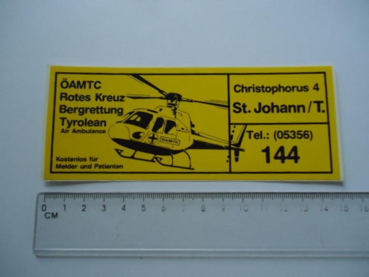 sticker oud Helikopter redding St Johann TIROL oostenrijk au, Verzamelen, Stickers, Zo goed als nieuw, Verzenden
