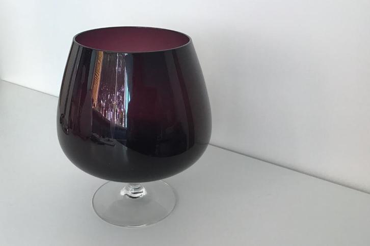 Cognacglas vaas , Huis en Inrichting, Woonaccessoires | Vazen, Gebruikt, Overige kleuren, Minder dan 50 cm, Glas, Ophalen of Verzenden