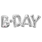 Amscan Folieballon Bday 66 X 22 Cm Zilver, Versiering, Verjaardag, Nieuw, Ophalen of Verzenden