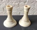 Set kandelaars creme albast of marmer, Huis en Inrichting, Woonaccessoires | Kandelaars en Kaarsen, Overige materialen, Ophalen of Verzenden