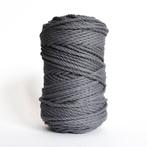 4 mm 3-ply twisted macrame katoen touw 0,5 kilo Steel grijs, Nieuw, Ophalen of Verzenden