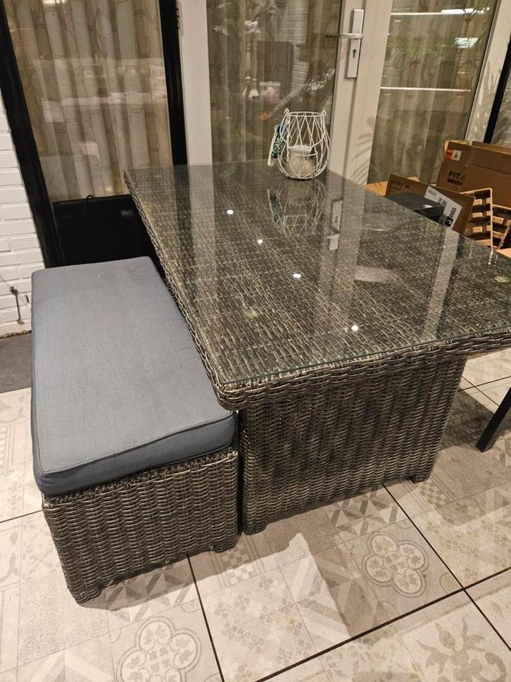 Tuintafel met bankje, Tuin en Terras, Tuinmeubel-accessoires, Gebruikt, Ophalen