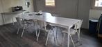 Kantinetafel en stoelen., Huis en Inrichting, Ophalen, Gebruikt, 200 cm of meer, 50 tot 100 cm